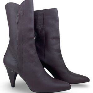Laurence Dacade Burgundy Leather Ankle Boots EU 42 Made in Italy Quiet Luxury